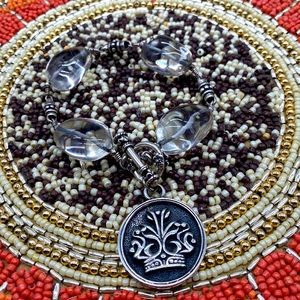 Vintage ExEx natural clear quartz crystal station bracelet in sterling silver 😎